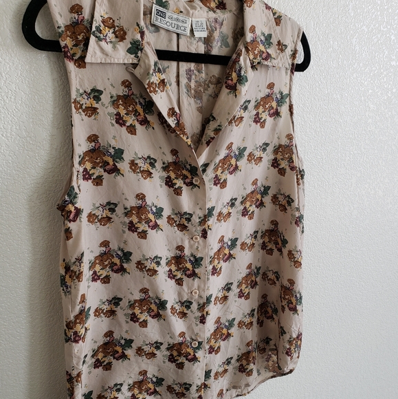 One Resource Vtg Floral Button Down Sleeveless Top - Picture 8 of 8